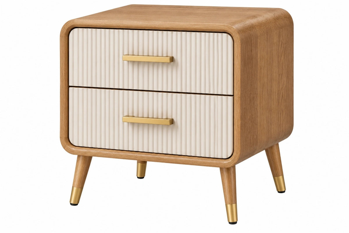 Comodino 60 x 40 x 60 cm in legno marrone e bianco con 2 cassetti stile moderno