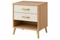 Comodino 50 x 40 x 60 cm in legno ingegnerizzato beige e bianco con 2 cassetti stile moderno