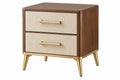 Comodino 50 x 40 x 60 cm in legno marrone con cassetti in tessuto beige stile moderno