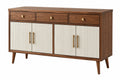 Credenza 160 cm in legno marrone e bianco con ante scanalate - stile moderno