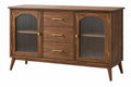 Credenza 160 x 45 x 90 cm in legno marrone con vetro rigato - stile retrò per soggiorno