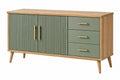 Credenza 140 x 40 x 80 cm in legno marrone e verde con 3 cassetti stile moderno