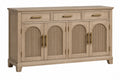 Credenza 180 x 45 x 95 cm in legno beige con 3 cassetti e 4 ante stile classico