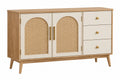 Credenza 120 x 40 x 75 cm in legno beige naturale con rattan - contenitore moderno