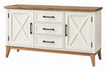 Credenza 160 x 45 x 85 cm in legno bianco e marrone con 3 cassetti e 2 ante stile rustico