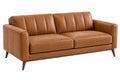 Divano 2 posti 170 x 85 x 85 cm in similpelle marrone con gambe in legno stile moderno