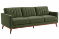 Divano 3 posti 220 x 90 x 85 cm in tessuto verde con struttura in legno stile moderno