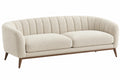 Divano 2 posti 200 x 88 x 78 cm in tessuto bouclé beige con gambe in legno stile moderno