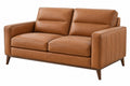 Divano 2 posti 170 cm in similpelle marrone - stile moderno con gambe in legno