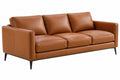 Divano 3 posti 220 cm in pelle marrone - stile moderno con piedini metallici