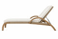 Lettino prendisole 200 x 65 x 85 cm in legno e fibra intrecciata beige con schienale regolabile
