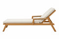 Lettino prendisole 200 x 70 x 85 cm in legno marrone con rivestimento beige - schienale reclinabile