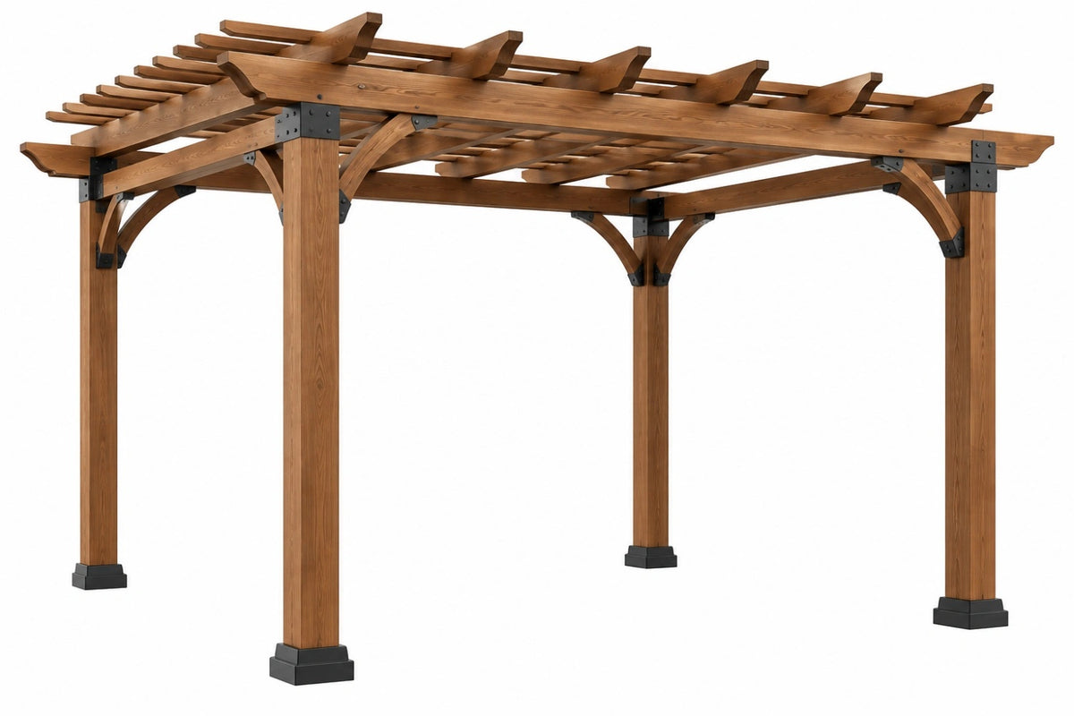 Pergola da giardino 400 x 300 x 250 cm in legno marrone - struttura ombreggiante classica