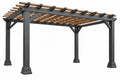 Pergola da giardino 400 x 300 x 250 cm in metallo e legno nero marrone stile moderno