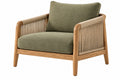 Poltrona 78 x 82 x 82 cm in legno e corda beige con seduta verde stile naturale