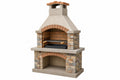 Barbecue da giardino in pietra 120 x 70 x 210 cm beige con griglia stile rustico