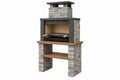 Barbecue in muratura 120 x 70 x 220 cm in pietra grigio antracite con griglia in acciaio per carbone stile rustico