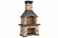 Barbecue da giardino 120 x 70 x 220 cm in pietra beige e grigio con griglia in acciaio stile rustico