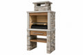 Barbecue da giardino 100 x 70 x 220 cm in pietra grigio beige con griglia e cappa rustico