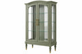 Vetrina 90 x 42 x 180 cm in legno verde salvia con ante in vetro stile classico