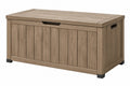 Cassapanca da esterno 130 x 70 x 75 cm in resina marrone effetto legno con coperchio contenitore