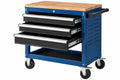 Carrello portautensili 85 x 46 x 95 cm in acciaio blu con piano in legno e 3 cassetti