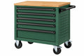 Carrello portautensili 77 x 46 x 91 cm in acciaio verde con piano in legno e 6 cassetti