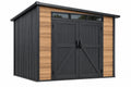 Casetta da giardino 210 x 120 x 200 cm in metallo nero e marrone effetto legno con doppia porta