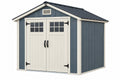 Casetta da giardino 200 x 150 cm in resina blu e beige con doppia porta