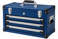 Cassetta portautensili 60 x 30 x 35 cm in acciaio blu con 4 cassetti e serratura