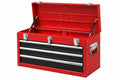 Cassetta portautensili 66 x 31 x 40 cm in acciaio rosso con 3 cassetti e vano superiore