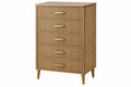 Cassettiera 80 x 40 x 120 cm in legno marrone con 5 cassetti stile moderno