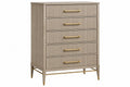 Cassettiera 90 x 45 x 120 cm in legno beige con 5 cassetti stile moderno